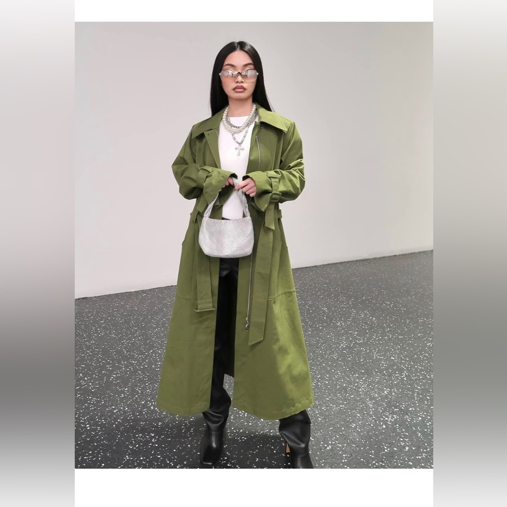 The Drop Women's Avocado Green Layered Trench M